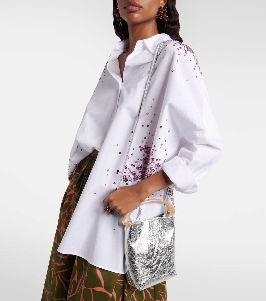 Henkeltasche Crisp Mini aus Metallic-Leder | Dries Van Noten