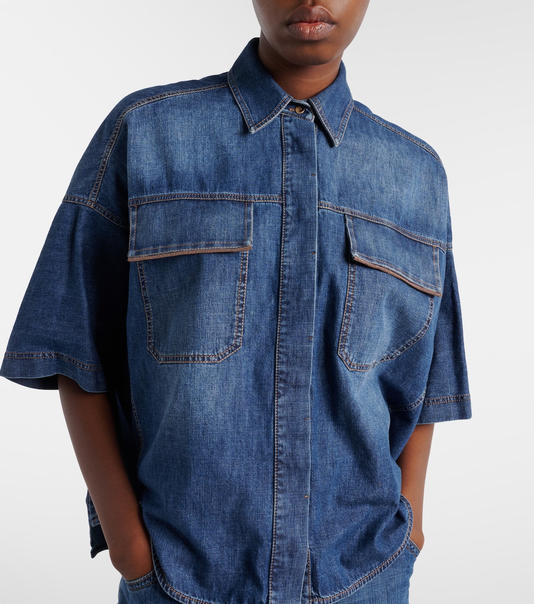 Top in denim | Brunello Cucinelli