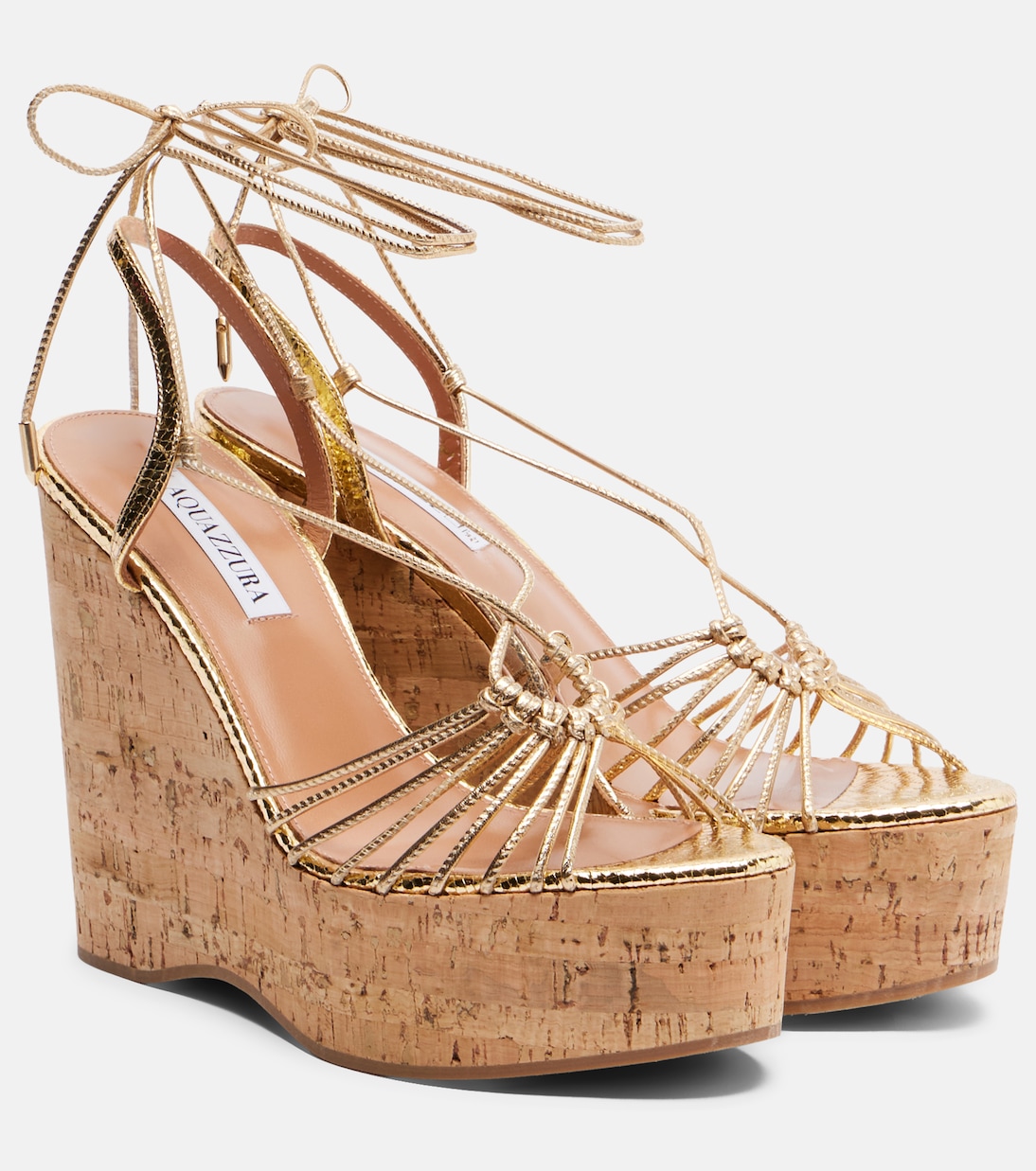 Ritmo metallic leather wedge sandals | Aquazzura