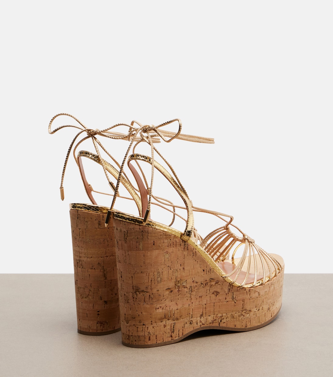 Ritmo metallic leather wedge sandals | Aquazzura