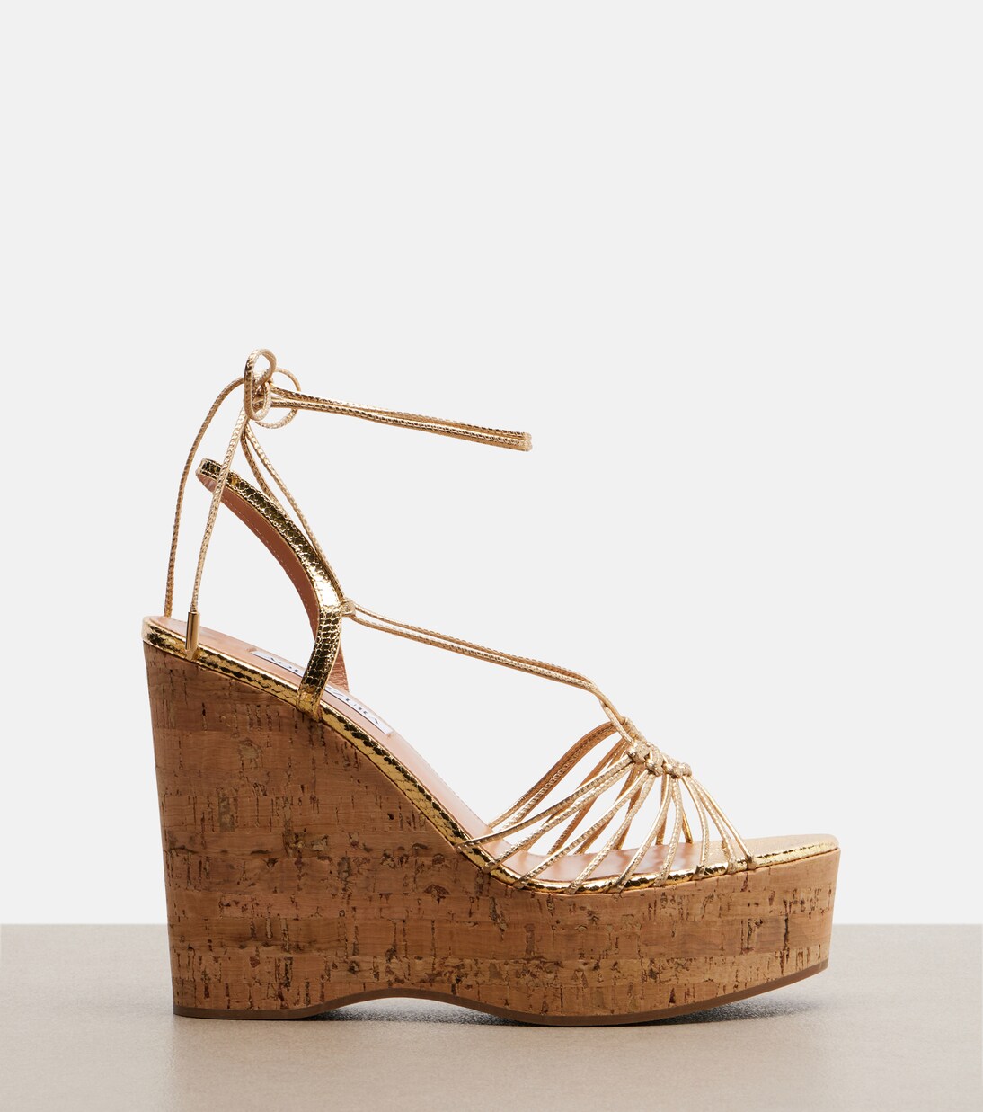 Ritmo metallic leather wedge sandals | Aquazzura