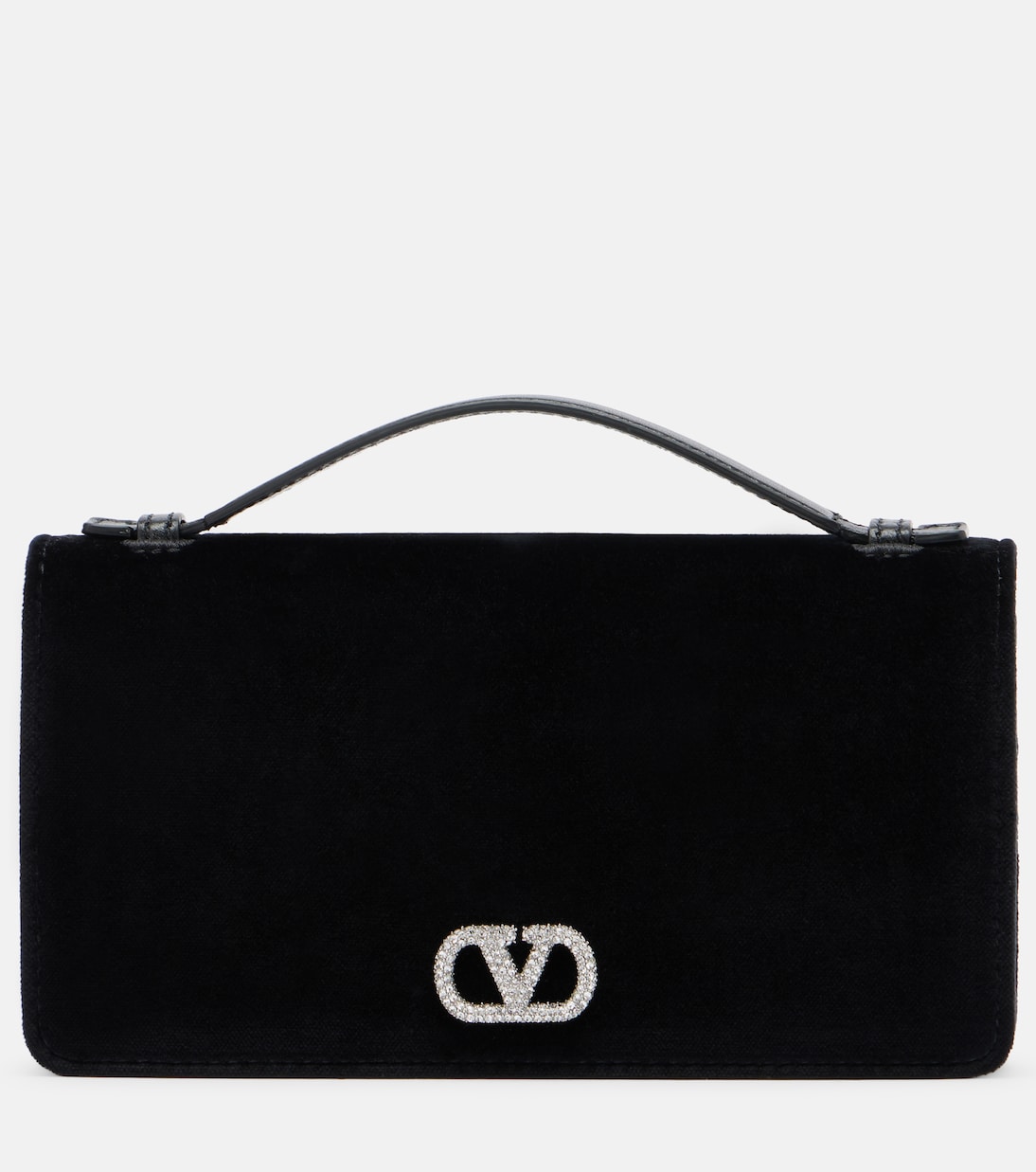 Schultertasche VLogo aus Samt mit Kristallen | Valentino Garavani