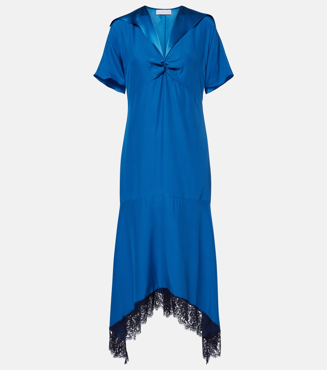 Gathered lace-trimmed silk midi dress | Stella McCartney