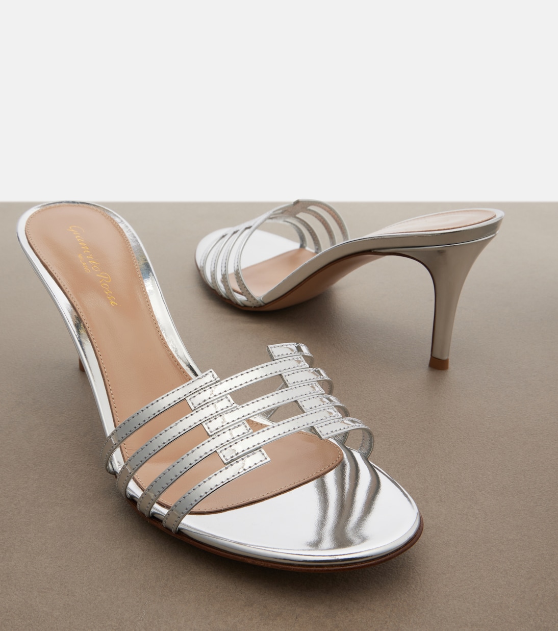 Metallic leather mules | Gianvito Rossi