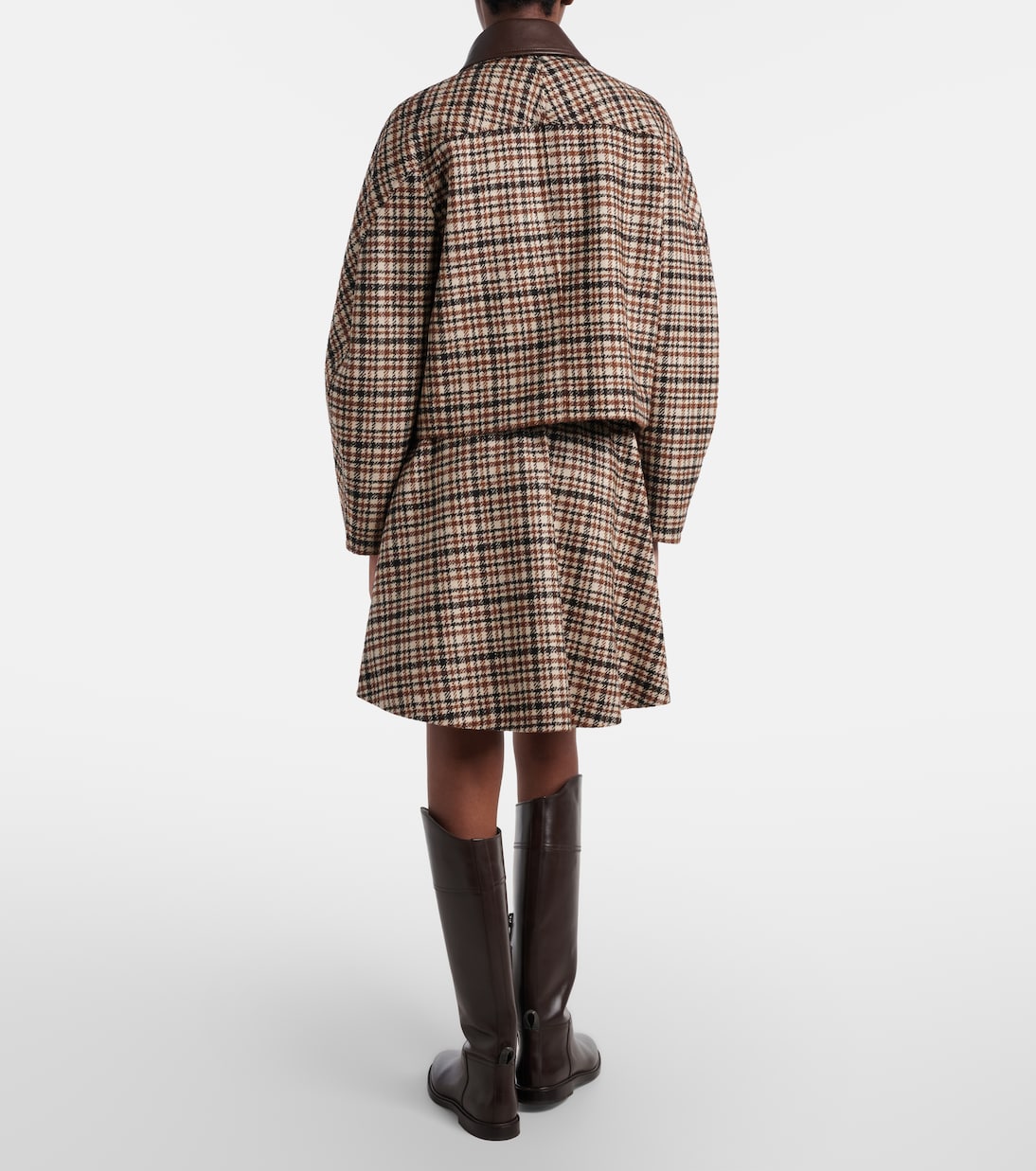 Houndstooth wool and alpaca-blend miniskirt | Brunello Cucinelli