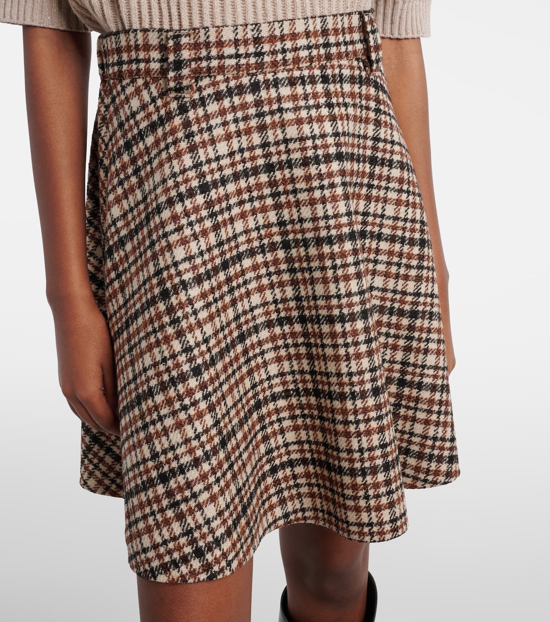 Houndstooth wool and alpaca-blend miniskirt | Brunello Cucinelli