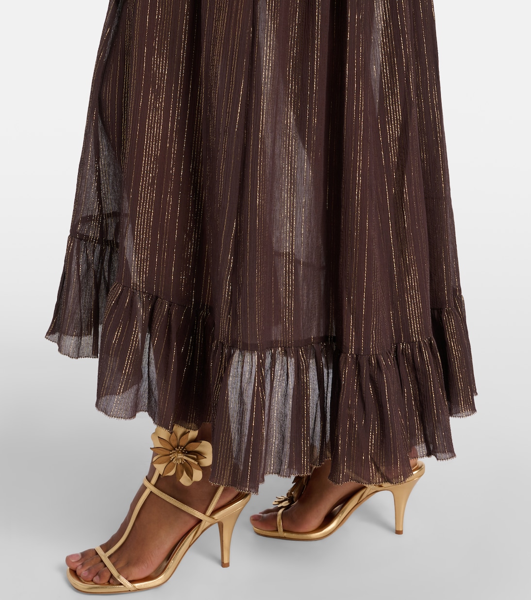 Aster shirred cotton and silk lamé midi skirt | Zimmermann