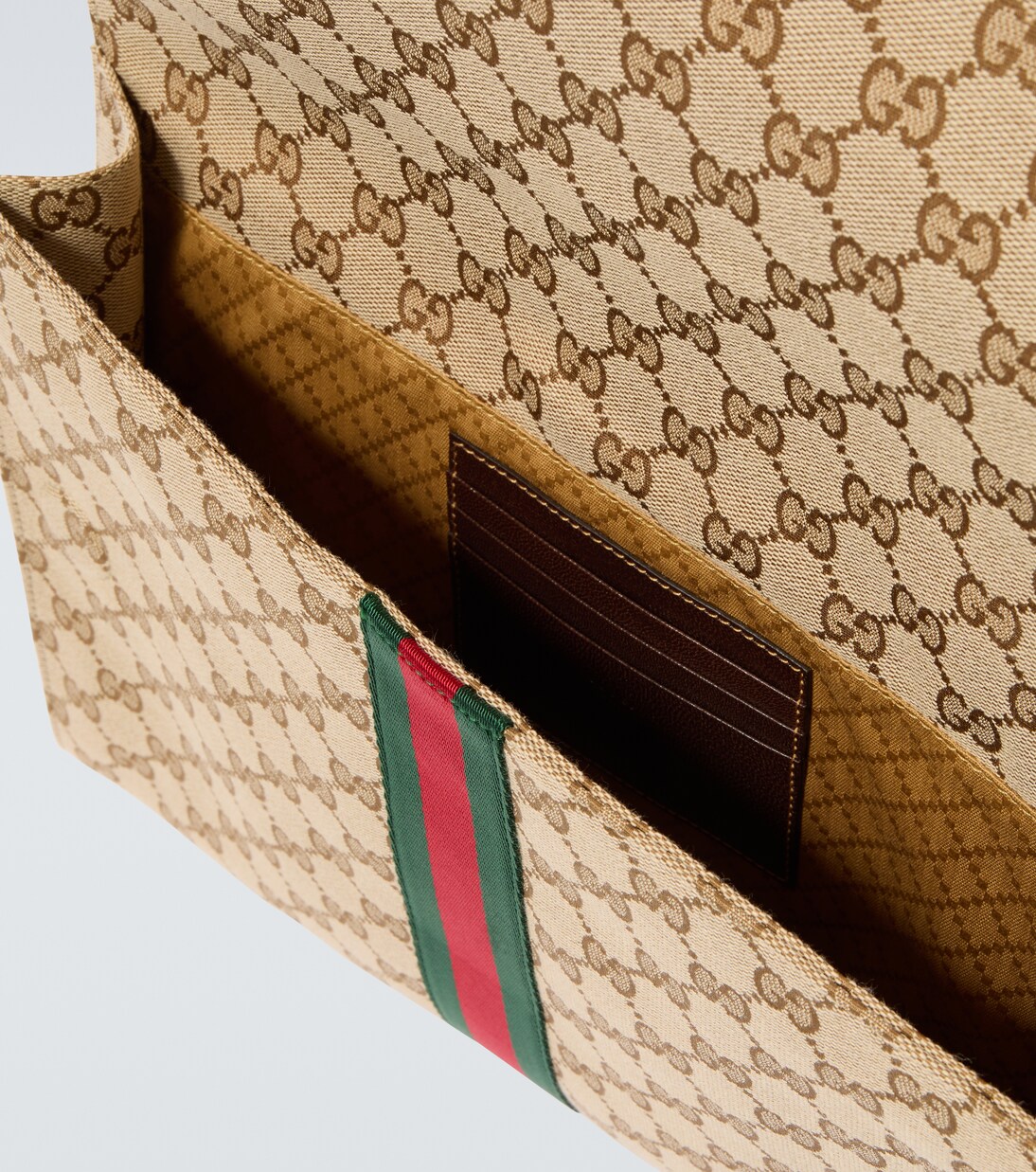 Pouch Medium de lona GG con Web | Gucci