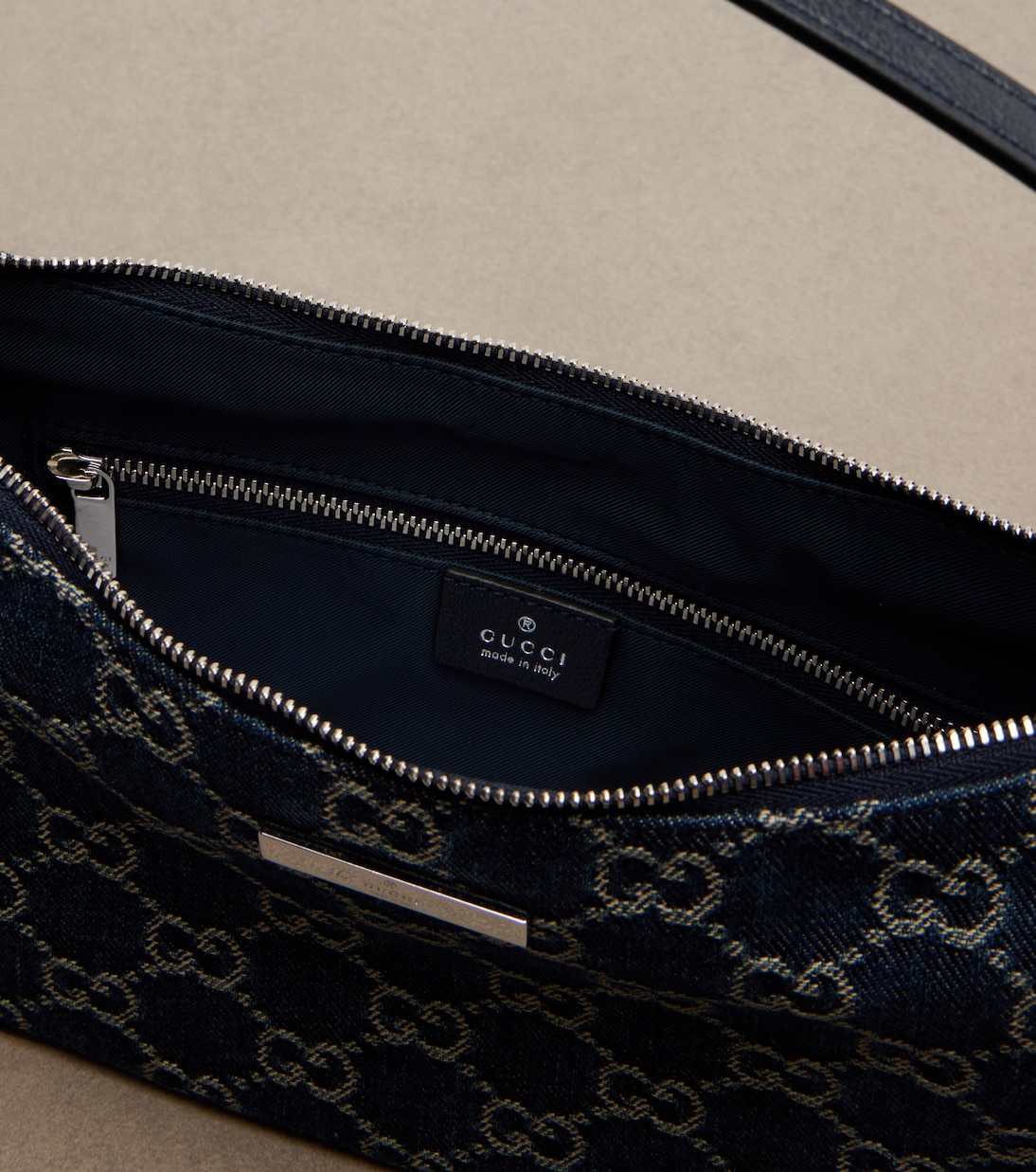 Lady Lunetta GG Small denim shoulder bag | Gucci