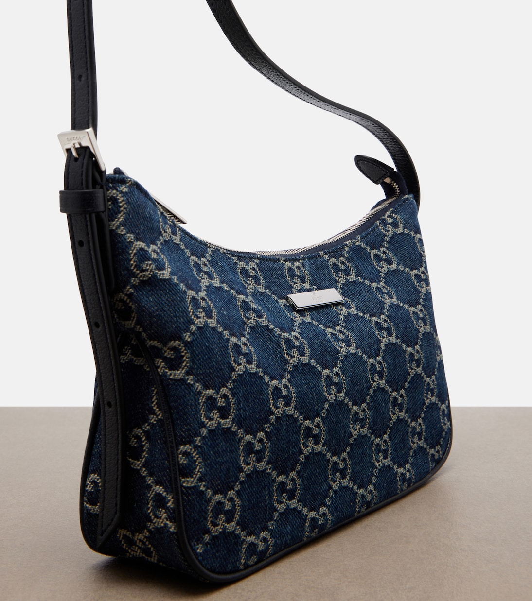Lady Lunetta GG Small denim shoulder bag | Gucci