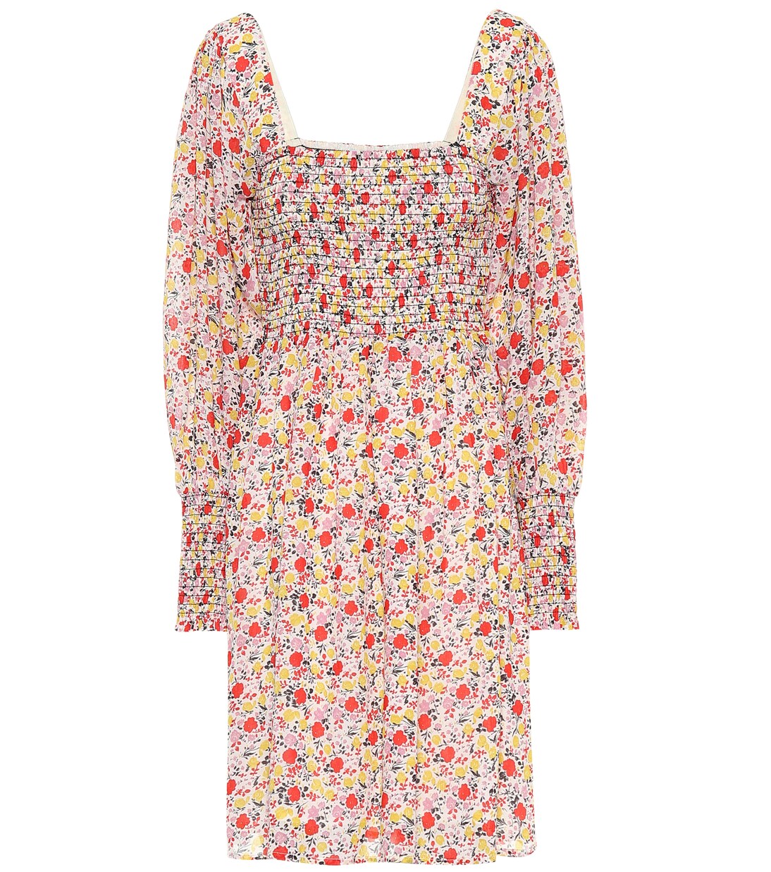 Vestido corto de georgette floral | Ganni