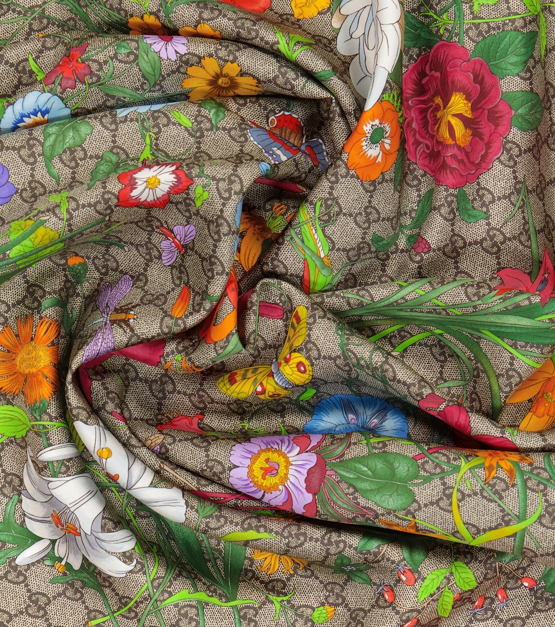 Bedrucktes Tuch GG Flora aus Seide | Gucci