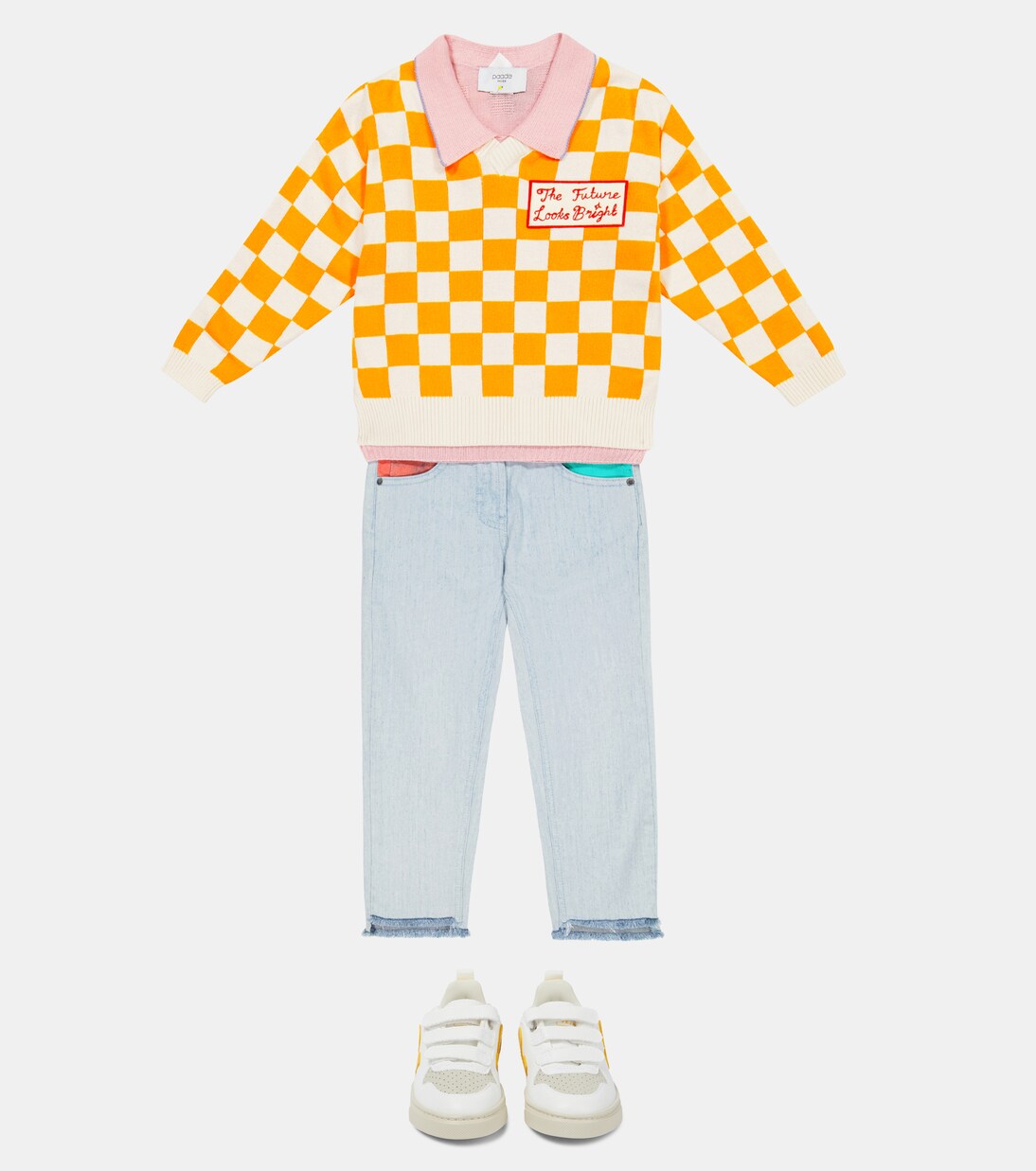 Checked cotton sweater | Mini Rodini