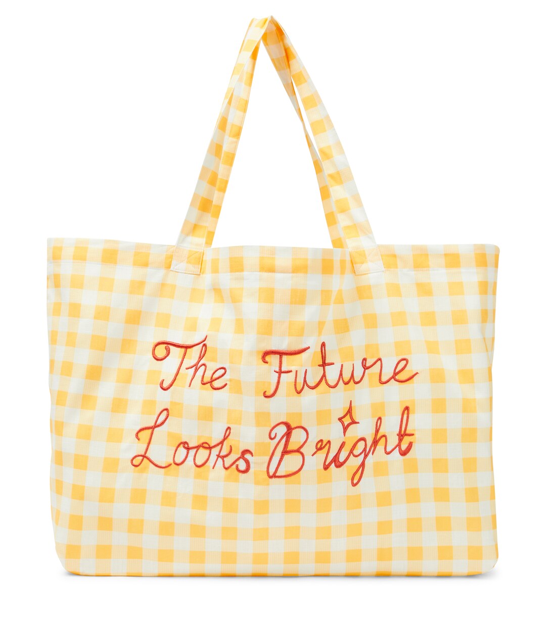 Embroidered gingham cotton bag | Mini Rodini