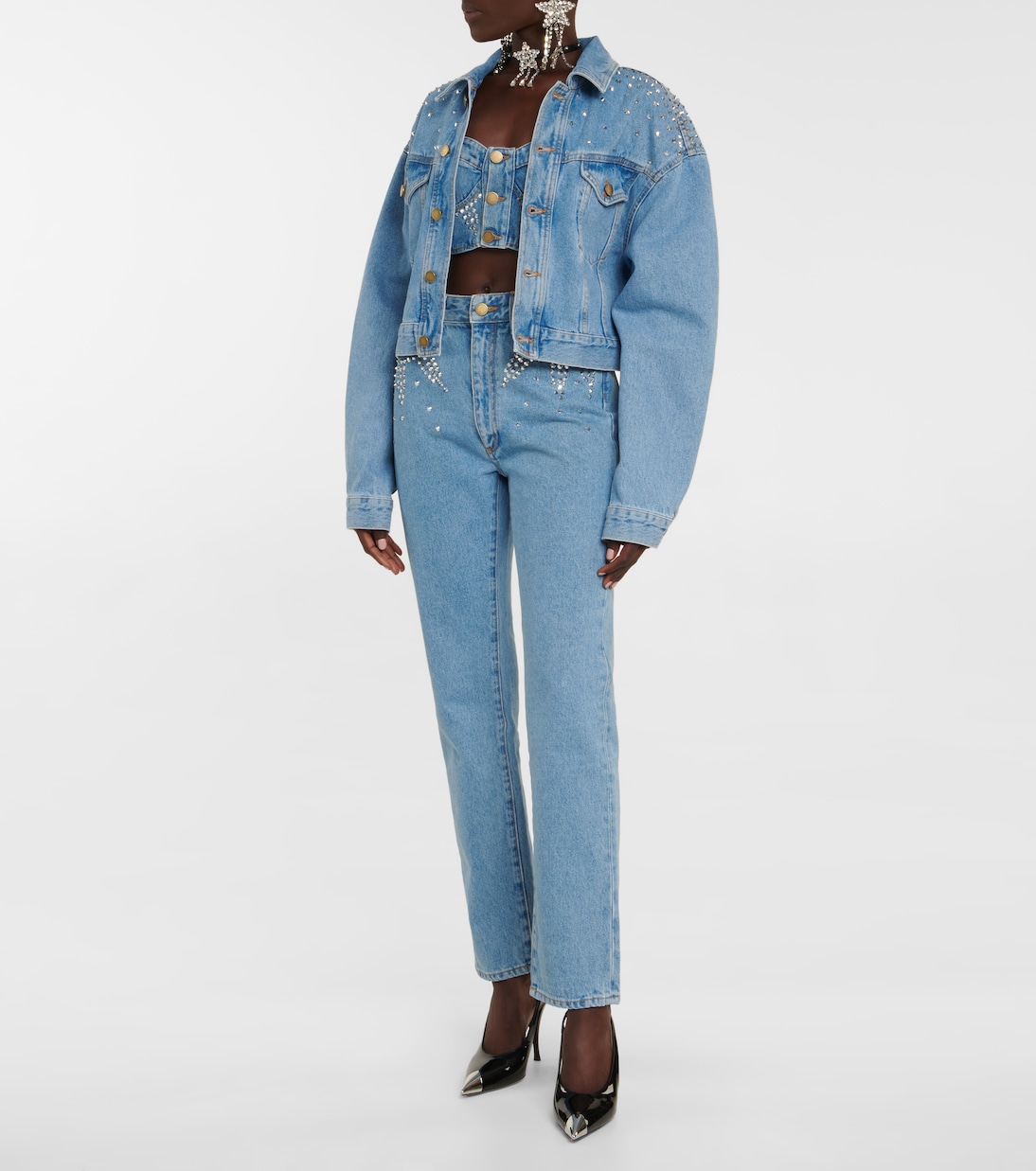 Verzierte High-Rise Straight Jeans | Alessandra Rich