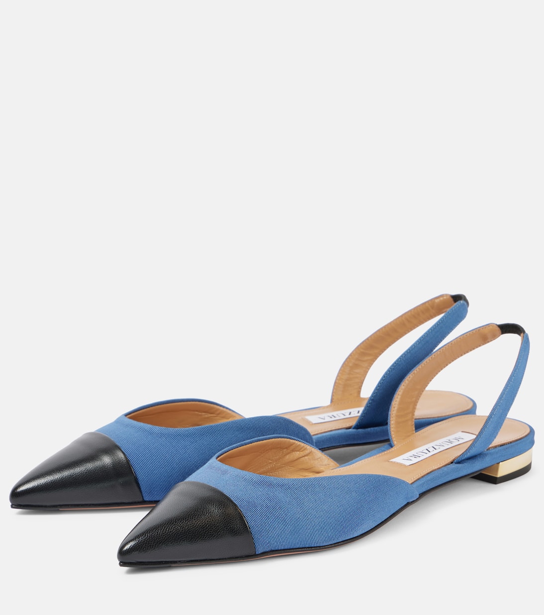 Milanese leather-trimmed slingback flats | Aquazzura