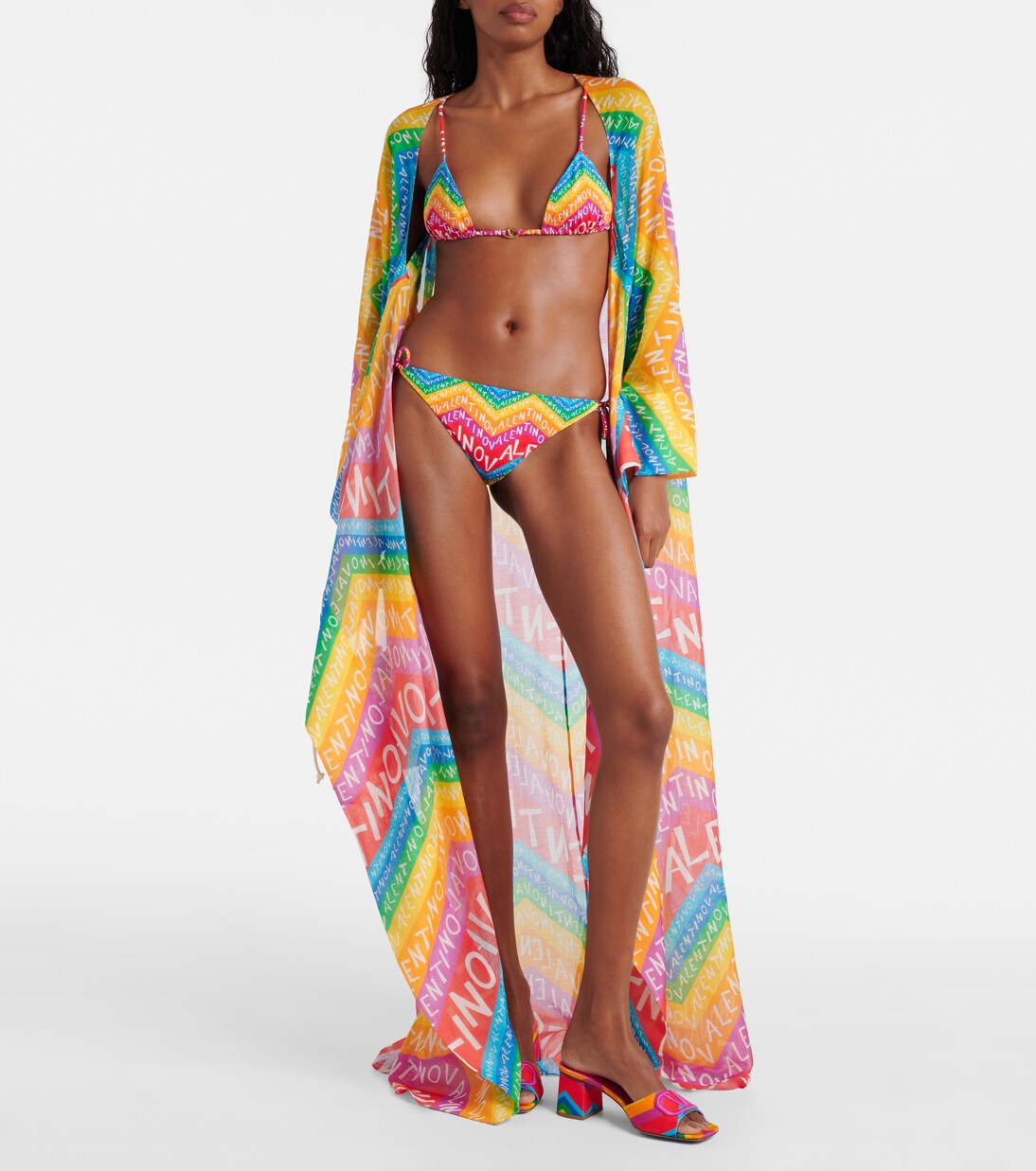 Pareo de algodón y seda con logo | Valentino