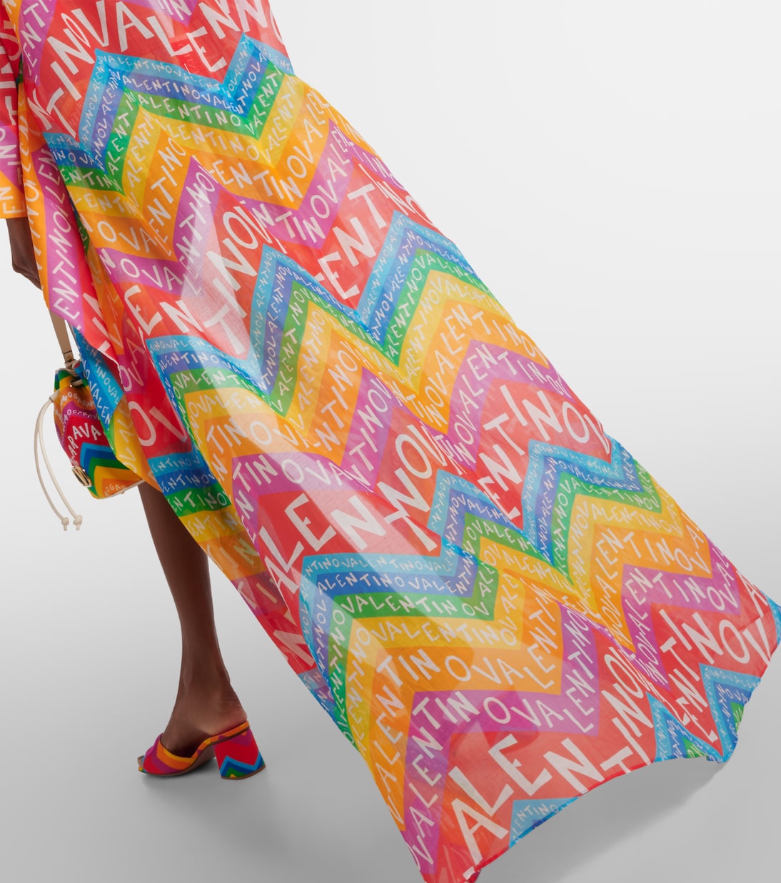 Pareo de algodón y seda con logo | Valentino