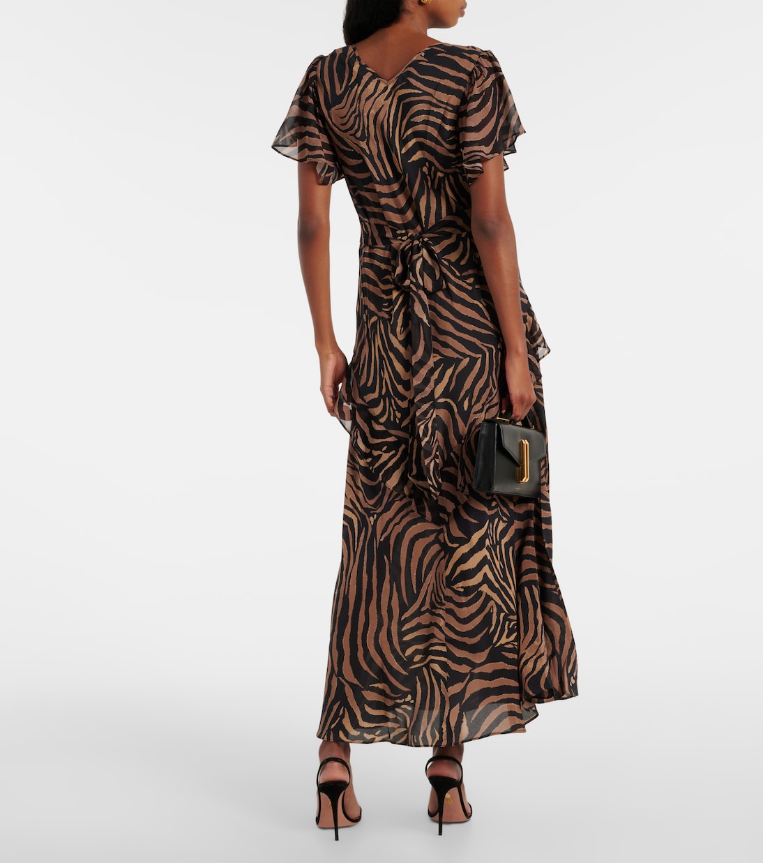 فستان ميدي من الحرير بطبعات Evie | Rixo