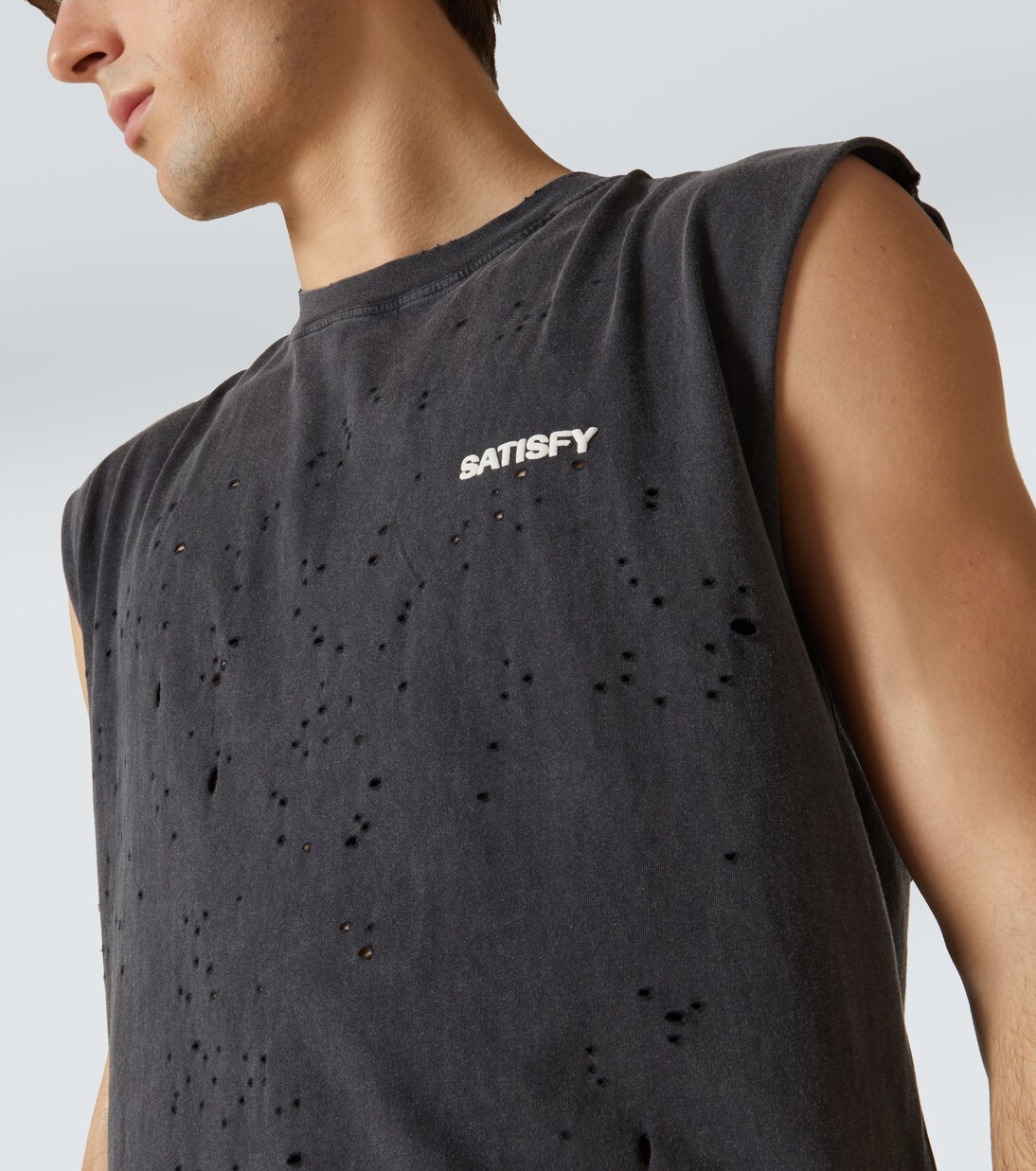 MothTech Muscle distressed cotton T-shirt | Satisfy