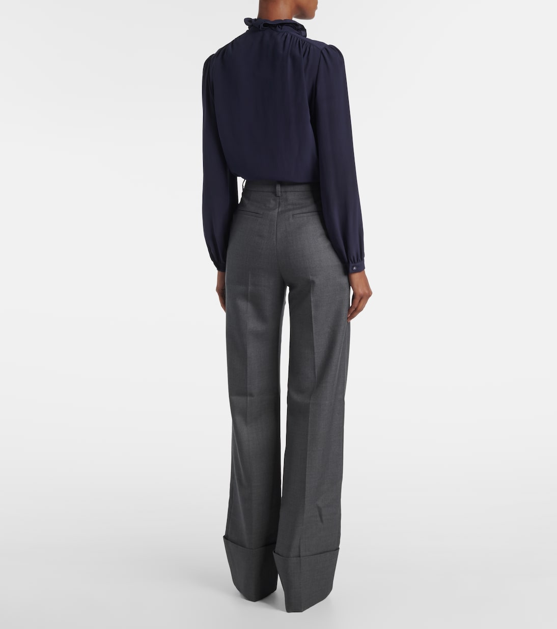 High-rise wool straight pants | Valentino