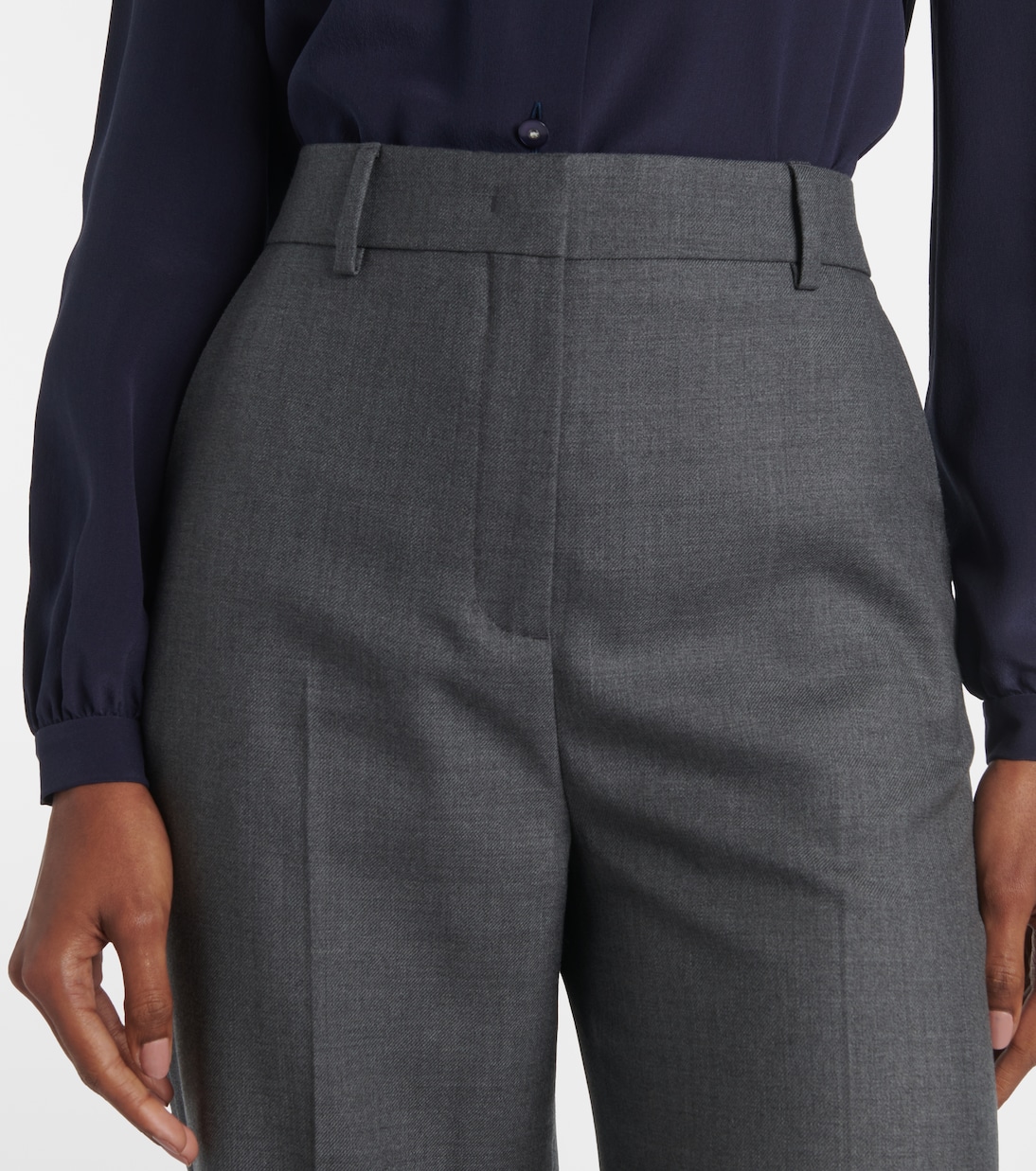 High-rise wool straight pants | Valentino