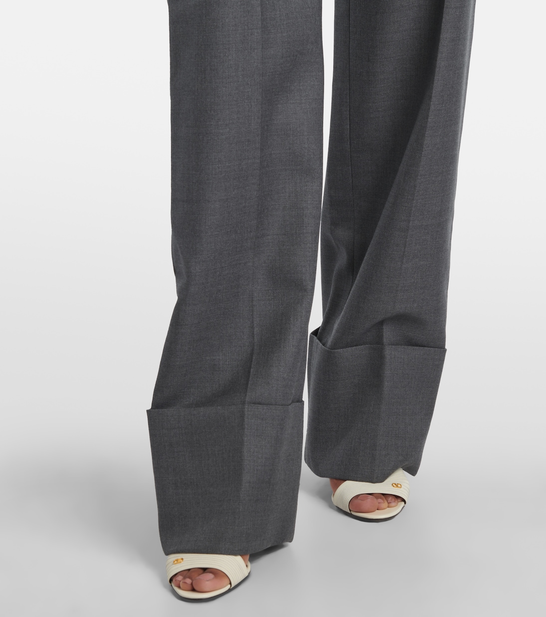 High-rise wool straight pants | Valentino