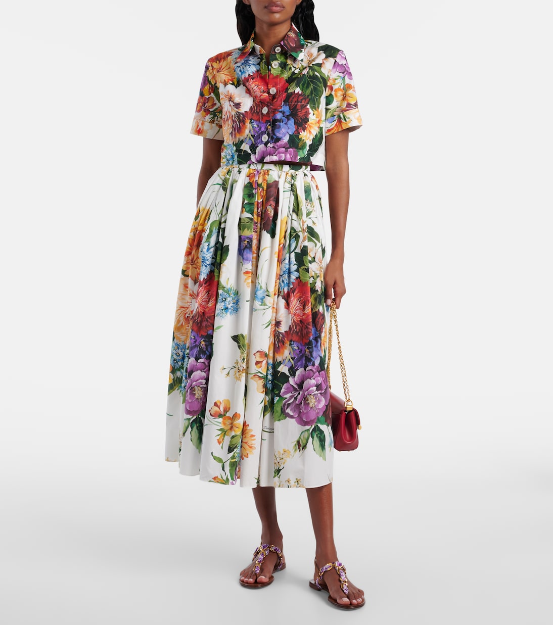 Cropped floral cotton shirt | Dolce&Gabbana