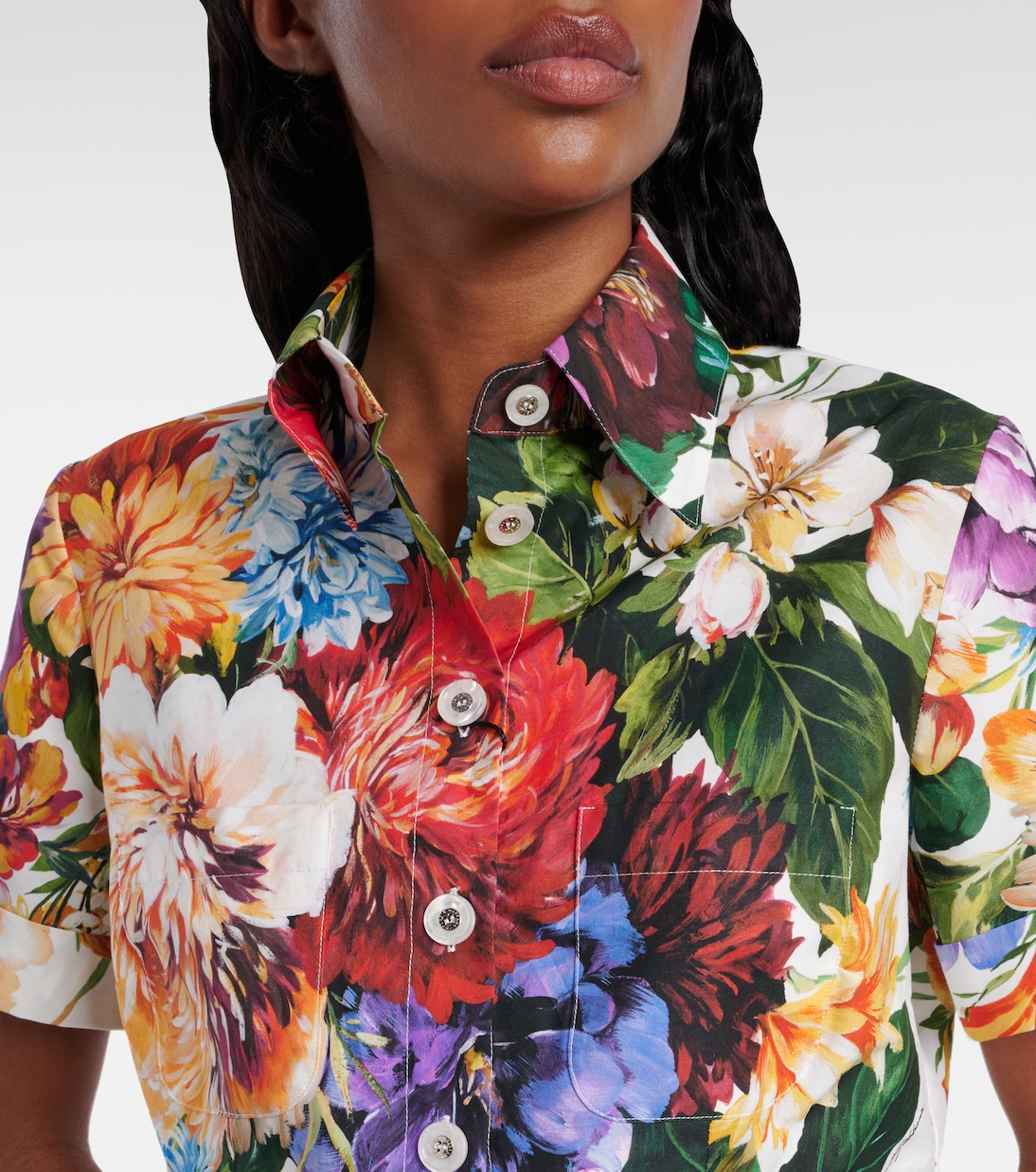Cropped floral cotton shirt | Dolce&Gabbana