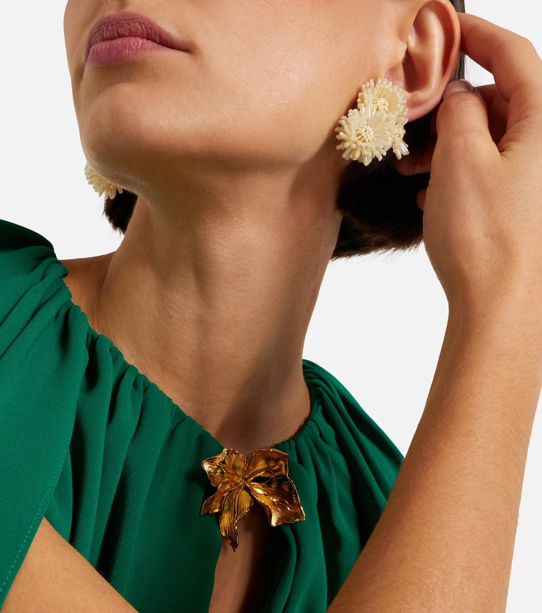 Boucles d’oreilles clip Pompom à perles | Oscar de la Renta