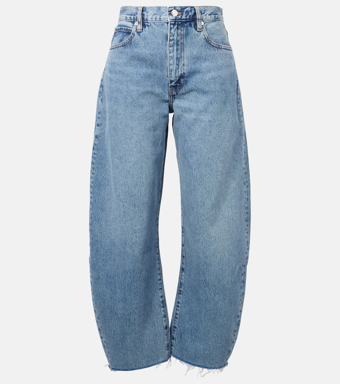 High-Rise Barrel Jeans Bubble Crop | Frame