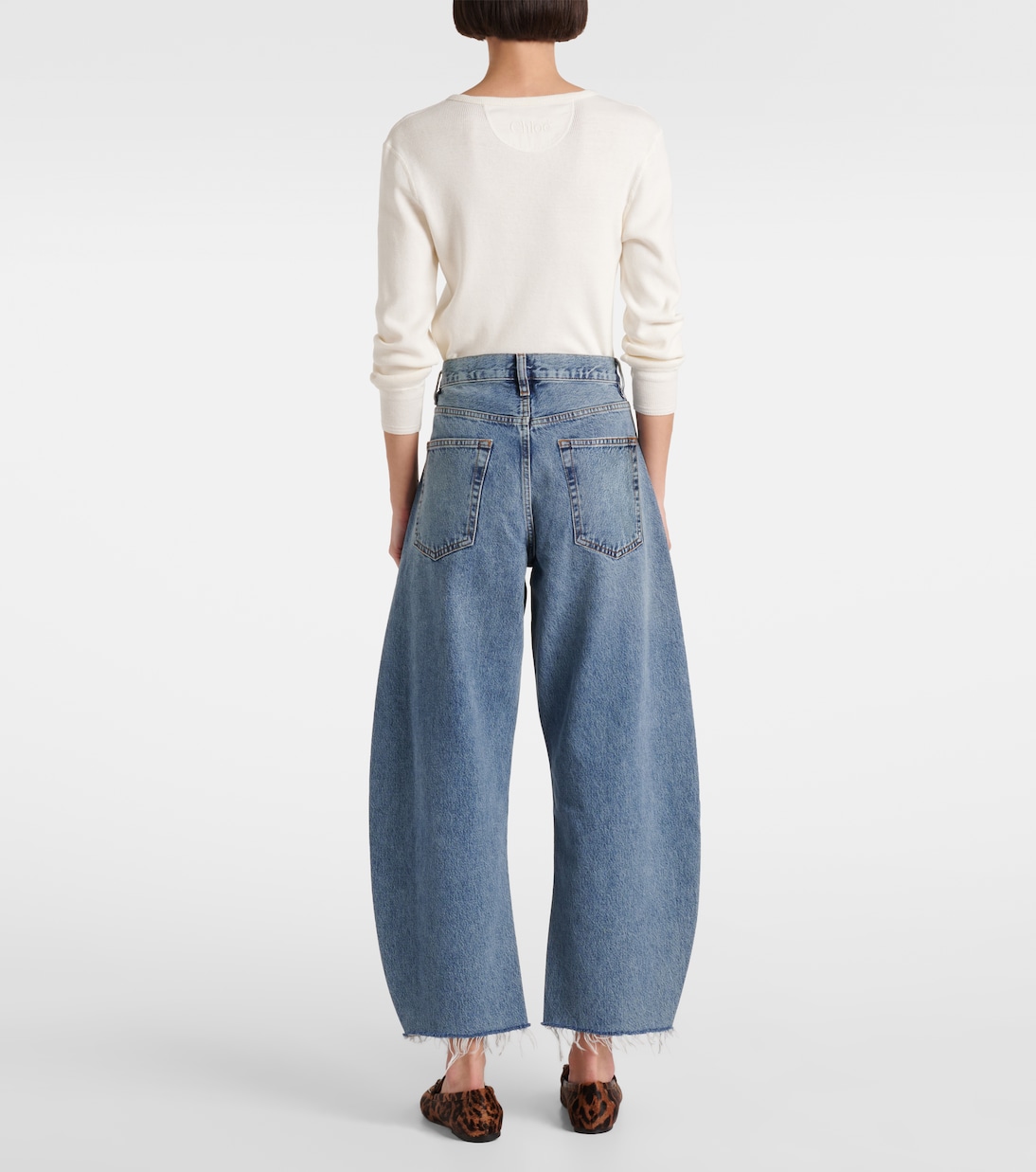 High-Rise Barrel Jeans Bubble Crop | Frame