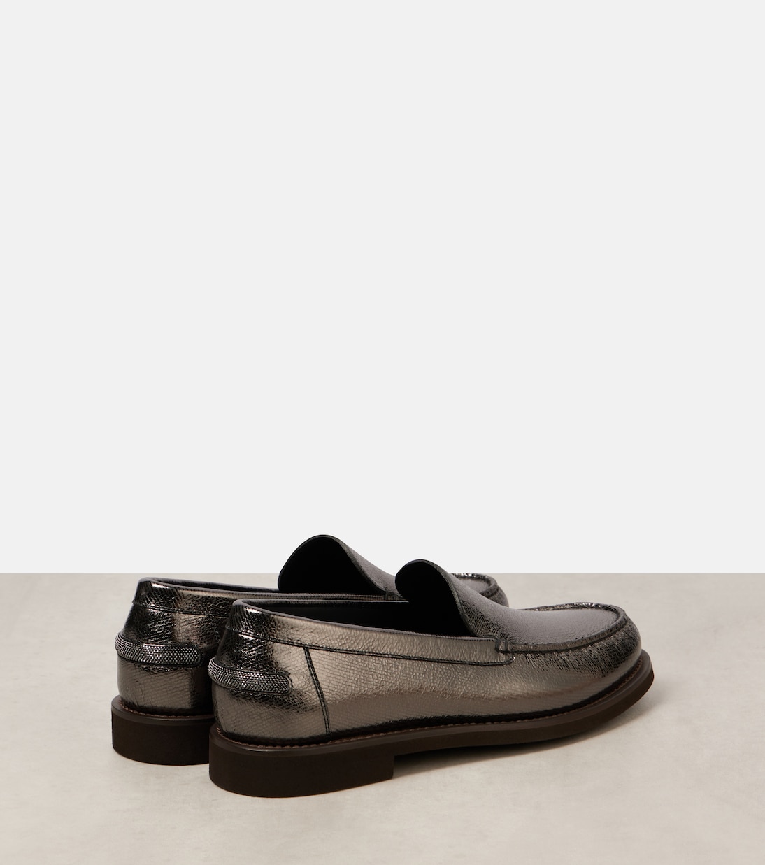 Metallic leather loafers | Brunello Cucinelli