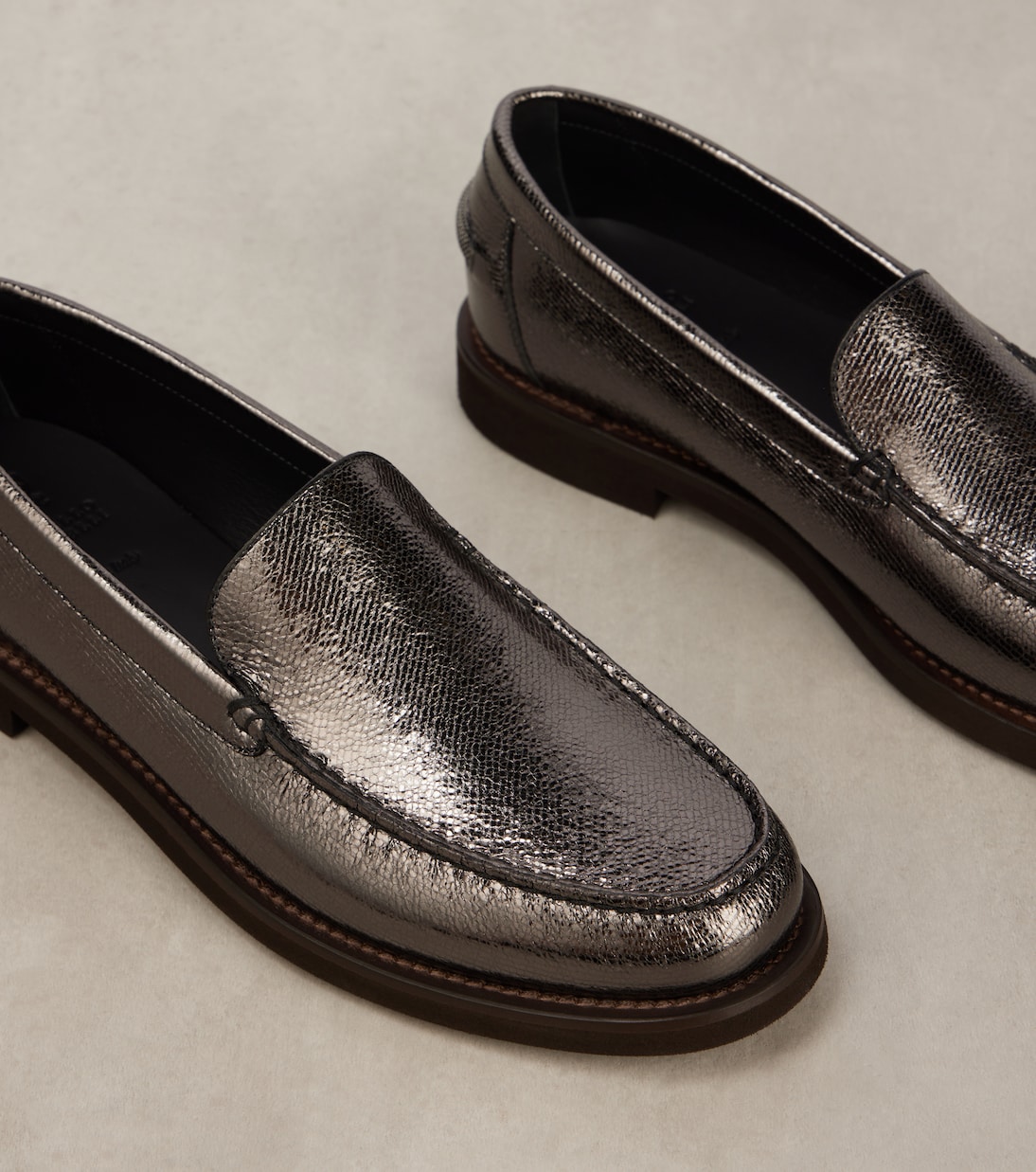 Metallic leather loafers | Brunello Cucinelli