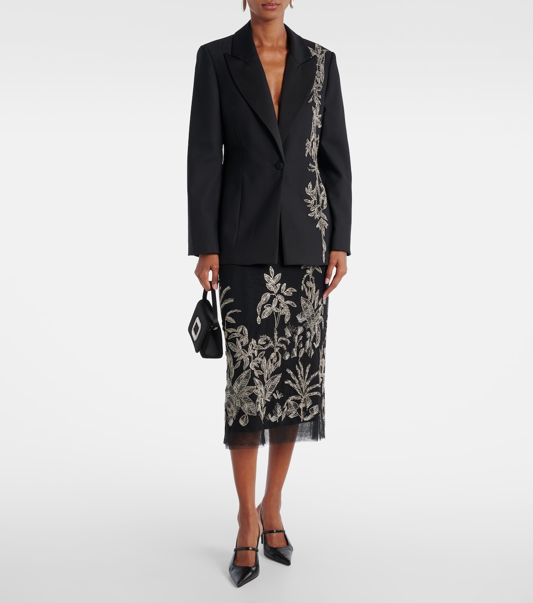 Blazer Lesia en laine mélangée à ornements | Costarellos