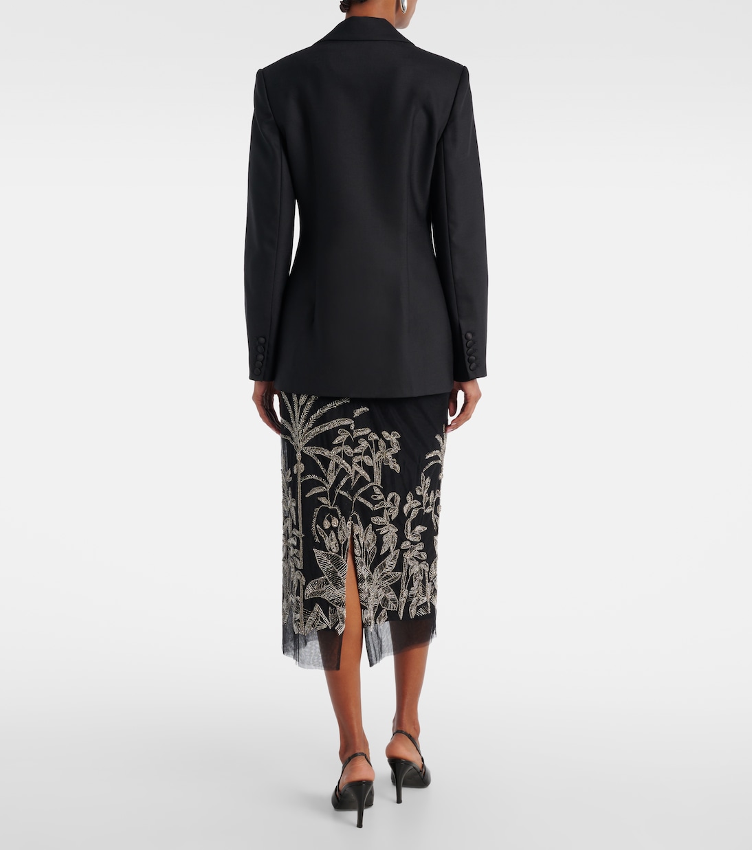 Blazer Lesia en laine mélangée à ornements | Costarellos