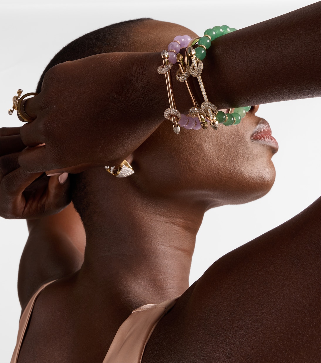 Chakra 18kt rose gold bracelet with gemstones | Ananya