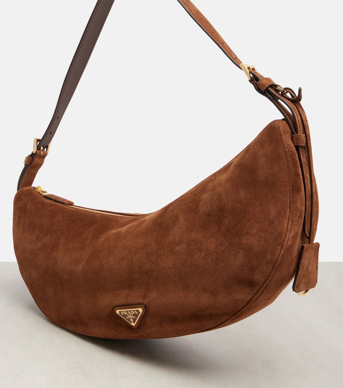 Prada Demi-Lune Large suede shoulder bag | Prada