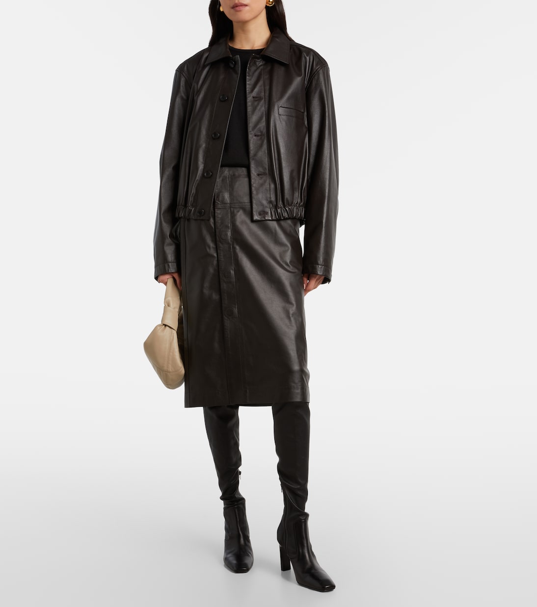 Jupe midi en cuir | Lemaire