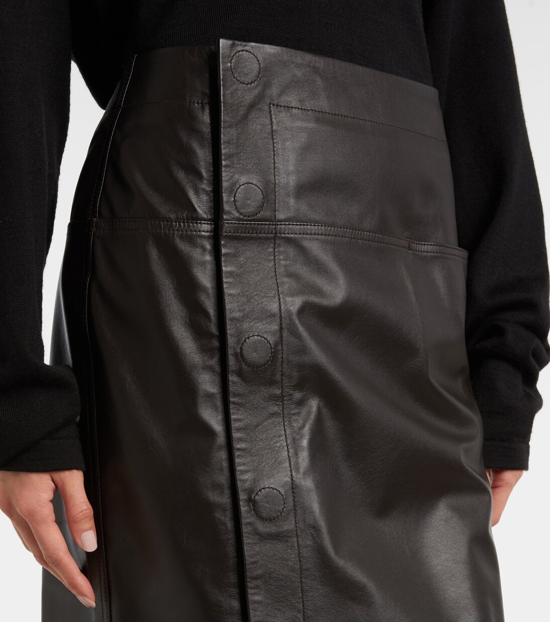 Jupe midi en cuir | Lemaire