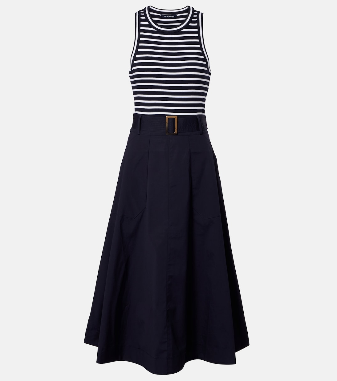 Belted cotton-blend midi dress | Veronica Beard