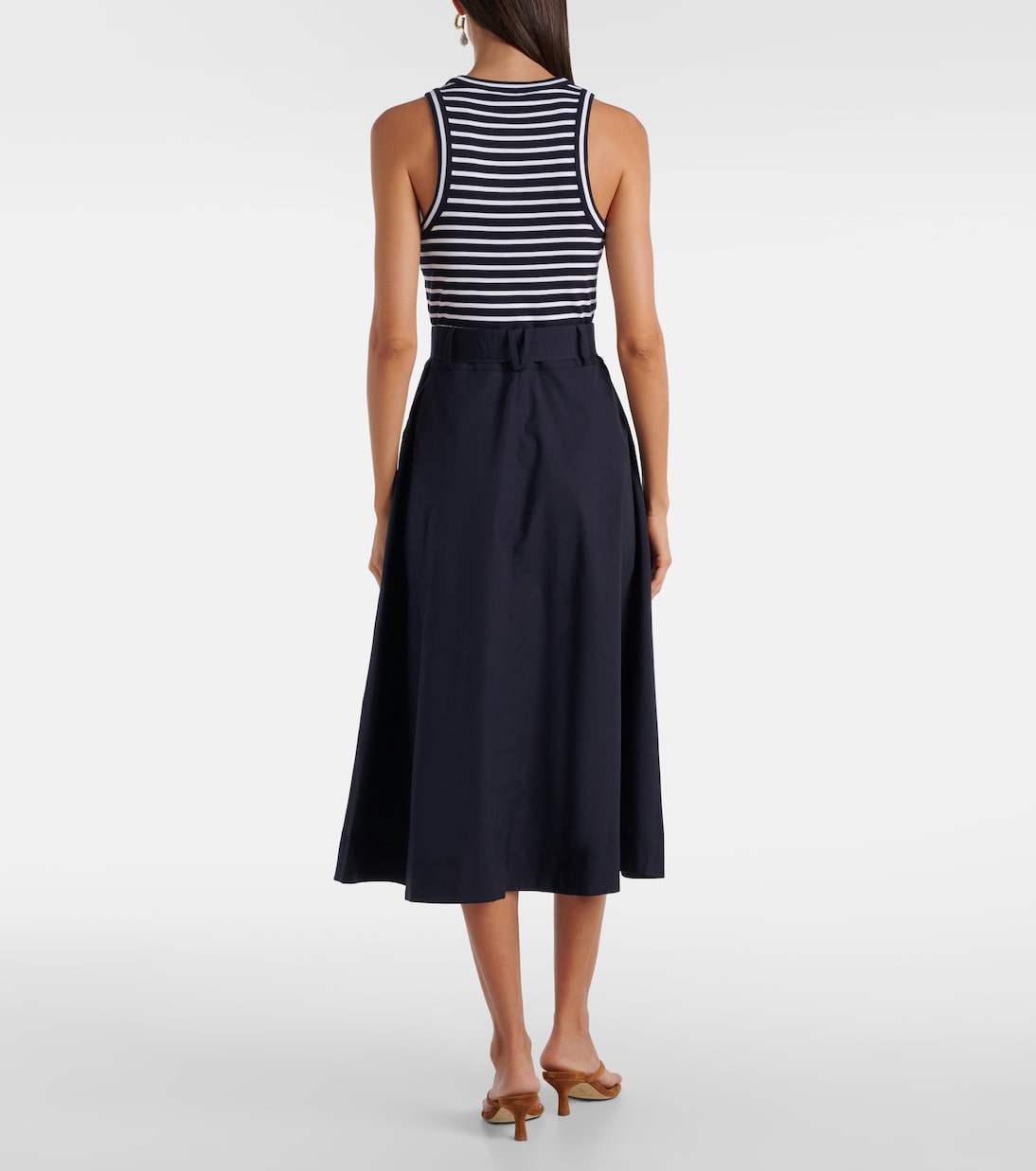 Belted cotton-blend midi dress | Veronica Beard
