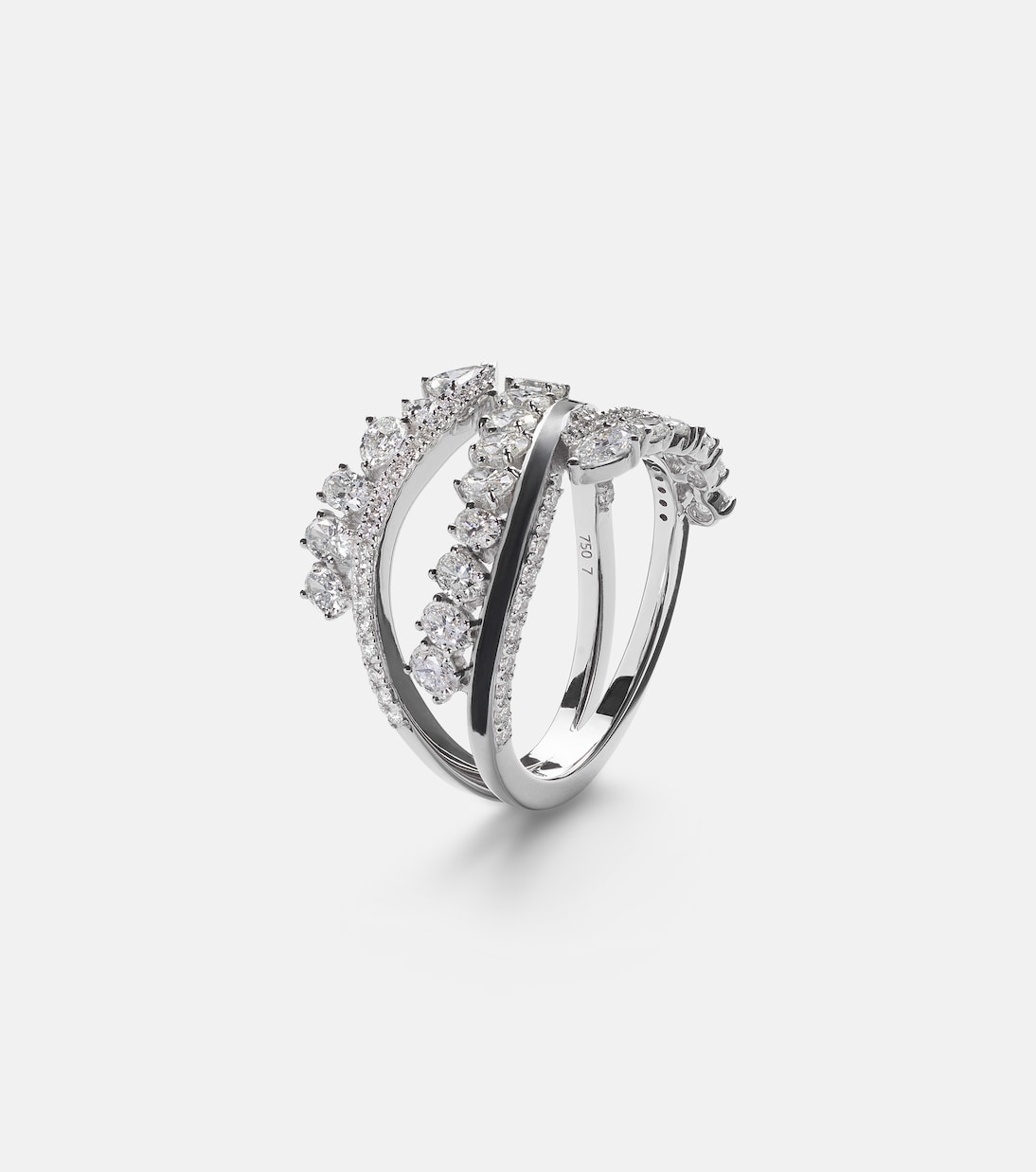 Twist 18kt white gold and enamel ring with diamonds | Kamyen