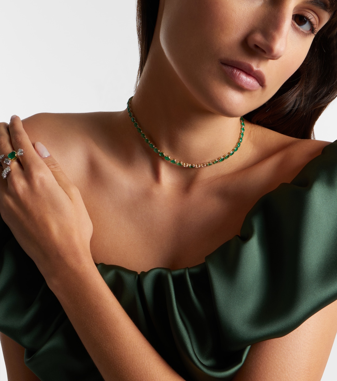 Collier Tennis en or 18 ct, émeraudes et diamant | Shay Jewelry