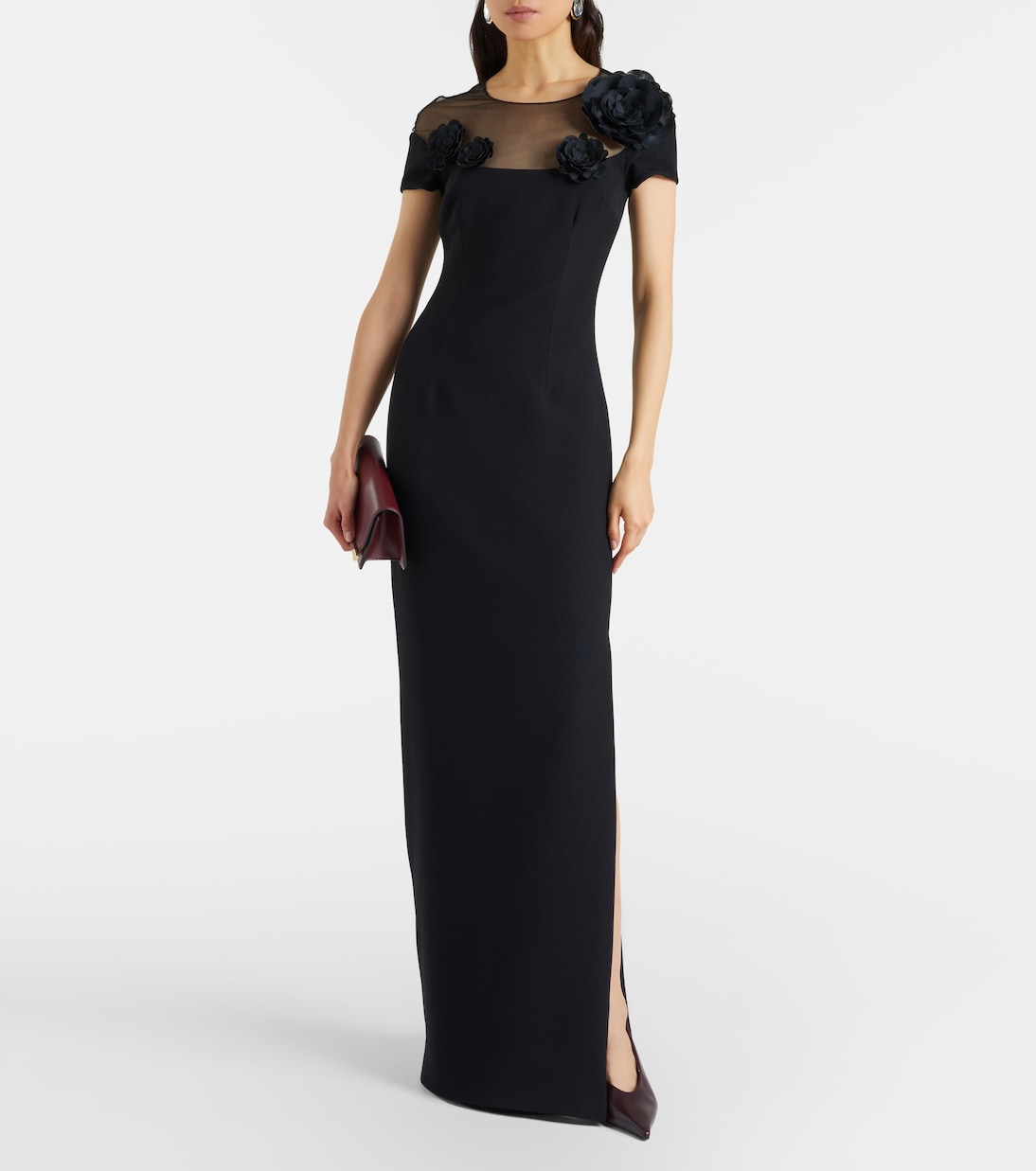 Noah floral-appliqué crêpe gown | Safiyaa