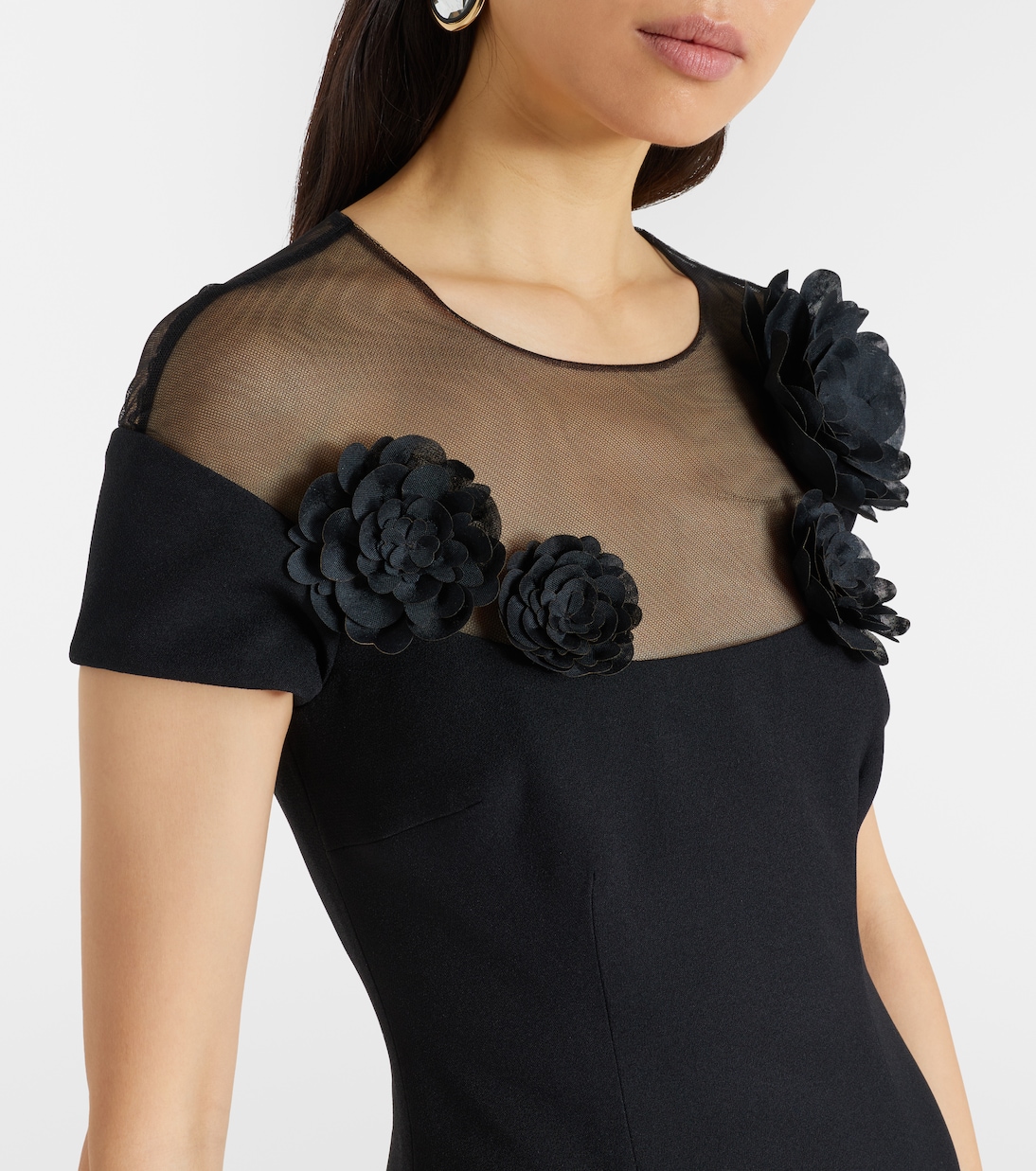 Noah floral-appliqué crêpe gown | Safiyaa