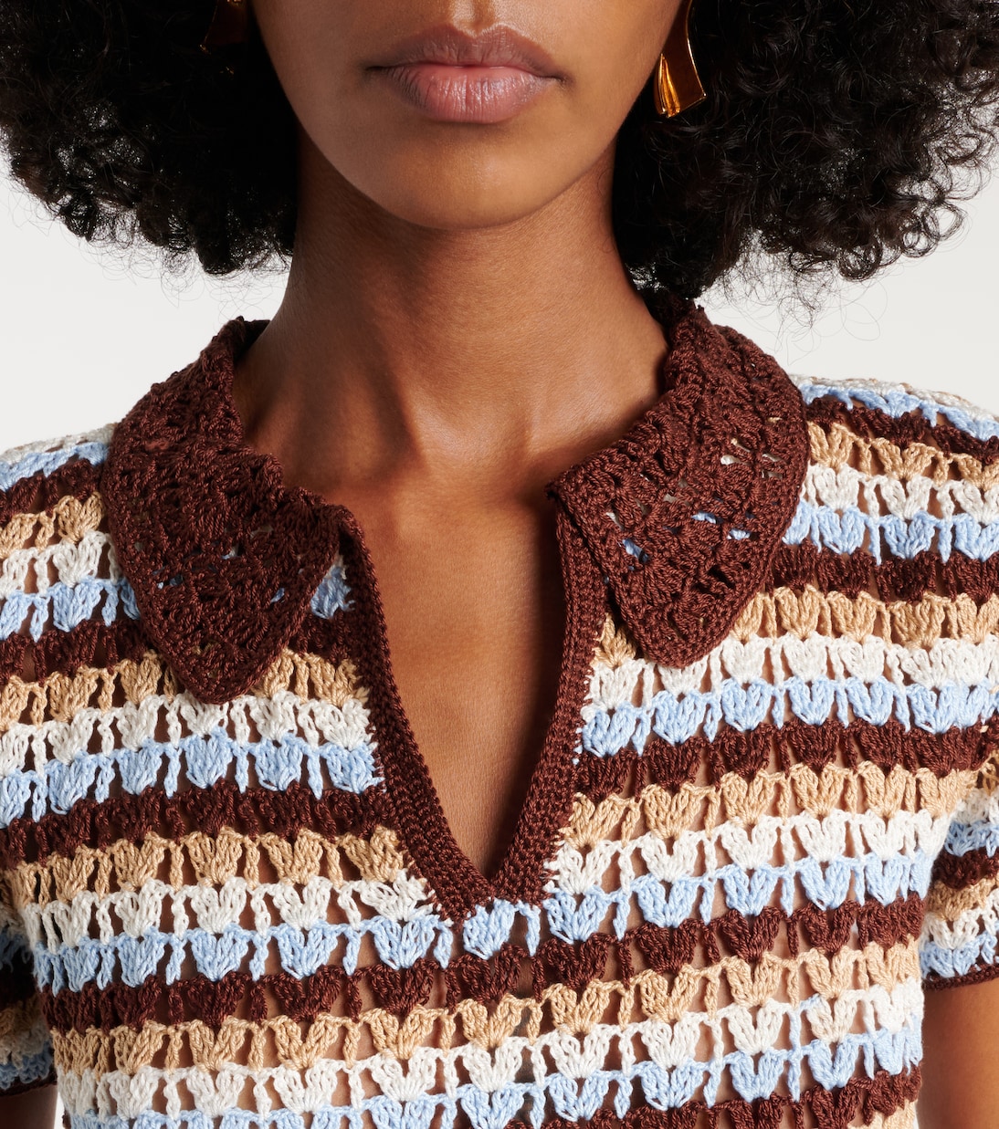 Polo de croché de algodón a rayas | Anna Kosturova