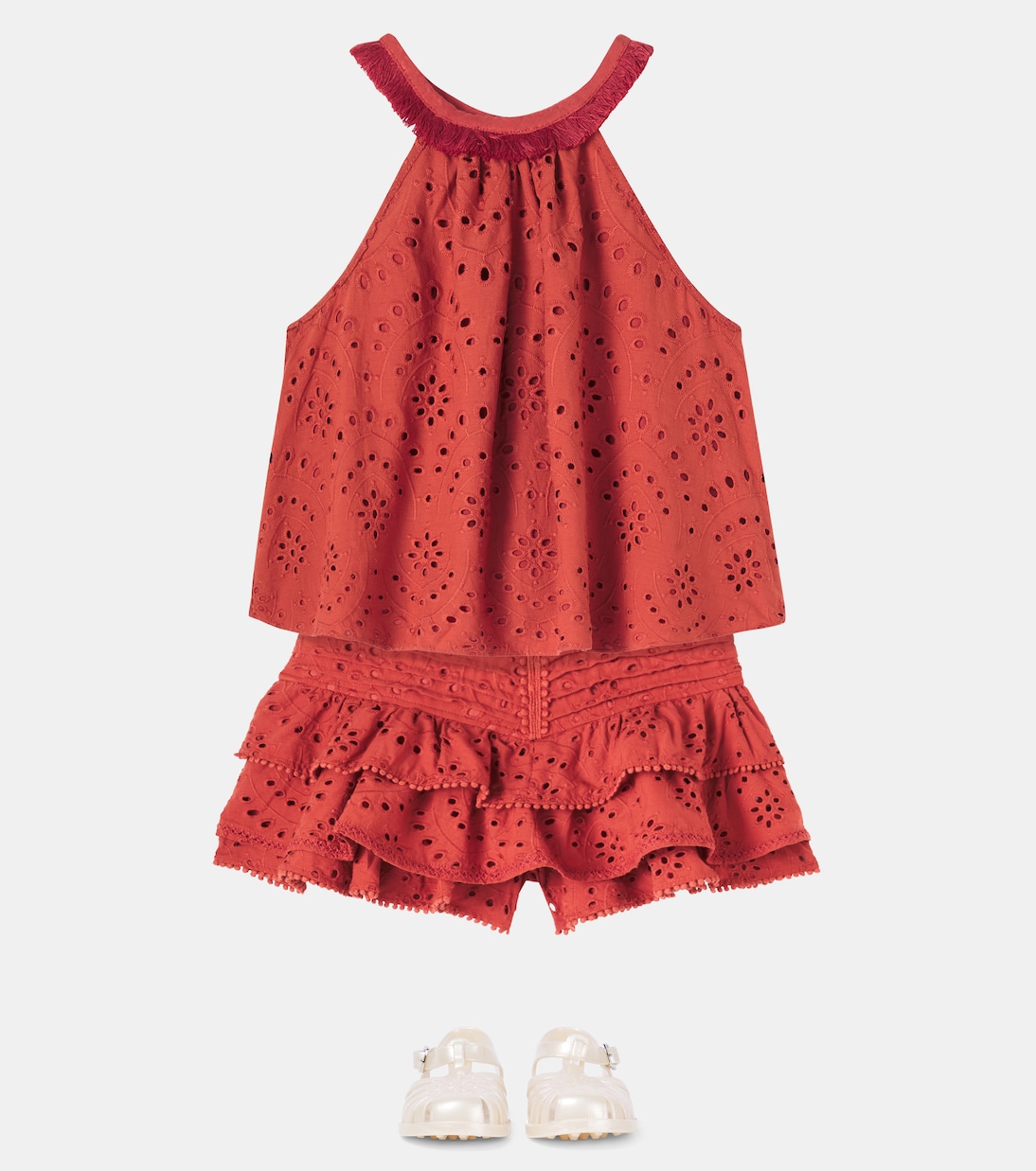 Alizee broderie anglaise cotton skirt | Poupette St Barth Kids