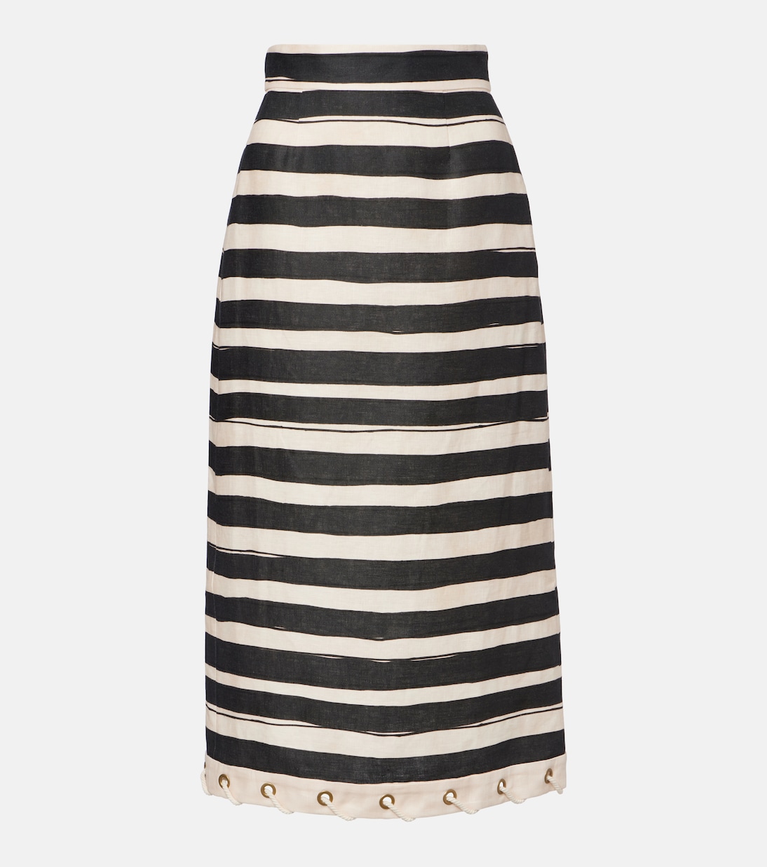 Rebellion striped linen midi skirt | Zimmermann