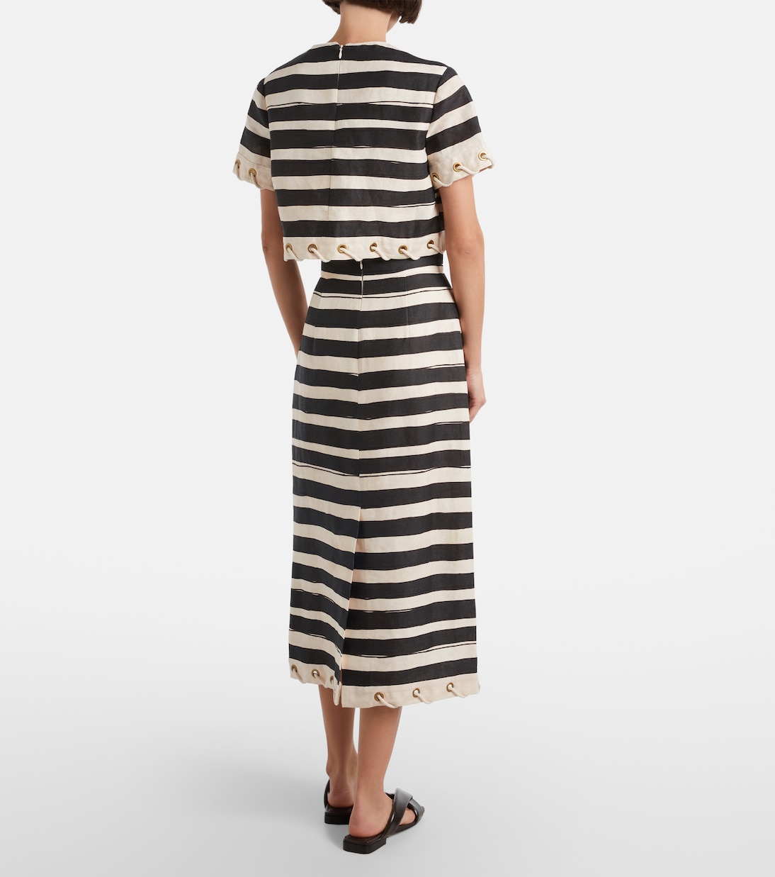 Rebellion striped linen midi skirt | Zimmermann